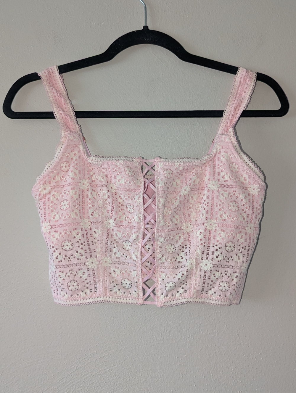 M Aerie Pink Lace Granny Square Bralette